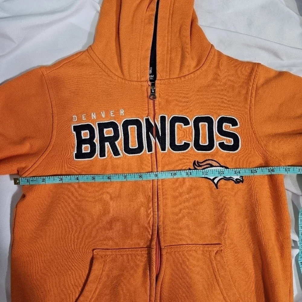 Team Apparel Denver Broncos orange youth sweater front Zipper and pockets
